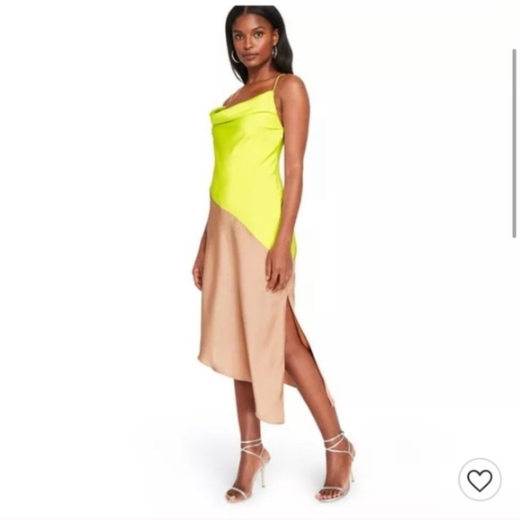 Cushnie Chartreuse And Tan Slip Dress - Picture 2 of 3
